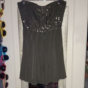 Calvin Klein Gray Sequined Strapless Dress